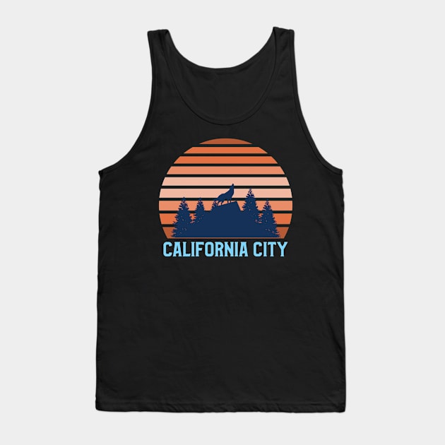 California City Sunset, Orange and Blue Sun, Gift for sunset lovers T-shirt, Wolf Howling at the Moon Tank Top by AbsurdStore